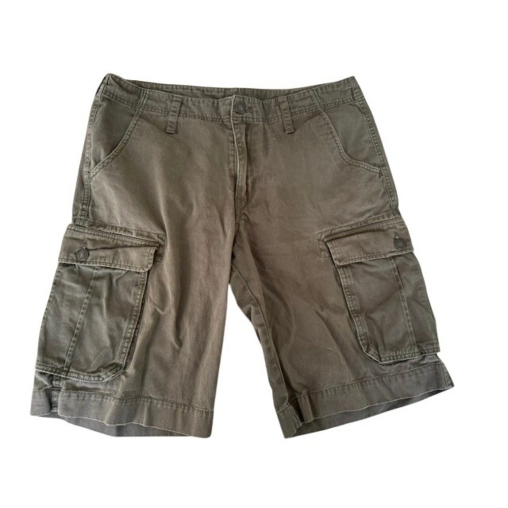 True Religion Mens Cargo Shorts Size 33 Olive Green Cotton Utility World Tour